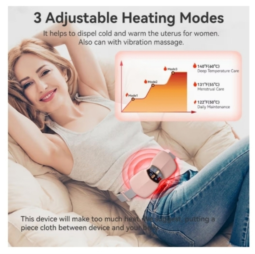 Wearable Pink Heating Pad & Massager, Travel ready, Self Care Essential - Picture 2 of 5